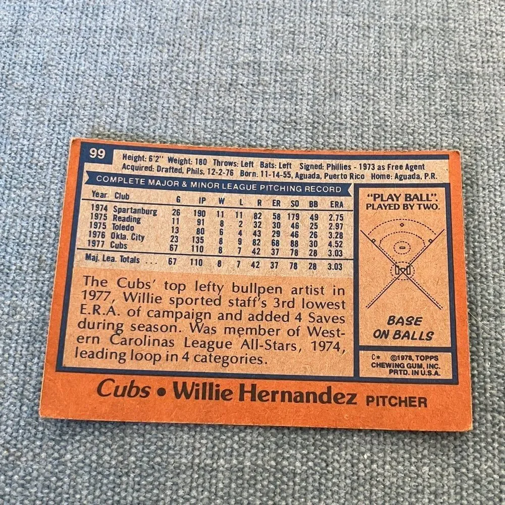 1978 Topps Chicago Cubs Baseball Card Trading Card